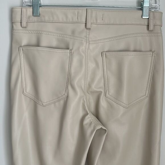 ZARA Women’s Faux Leather Pants Beige/Cream Size 6US - Picture 4 of 12